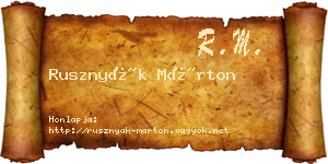 Rusznyák Márton névjegykártya